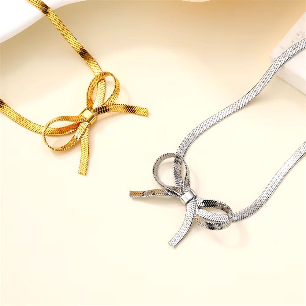 Romantic Bowknot Anklet for Women Stainless Steel Snake Chain Summer Beach Anklet Simple Fashion Jewelry Girls Gift 2024